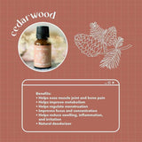 Cedarwood essential oil bottle and its benefits